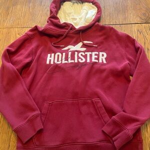 Hollister Men's Burgundy Hoodie Sweater